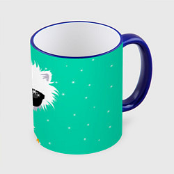 Кружка 3D Лама - альпака на чиле, цвет: 3D-синий кант