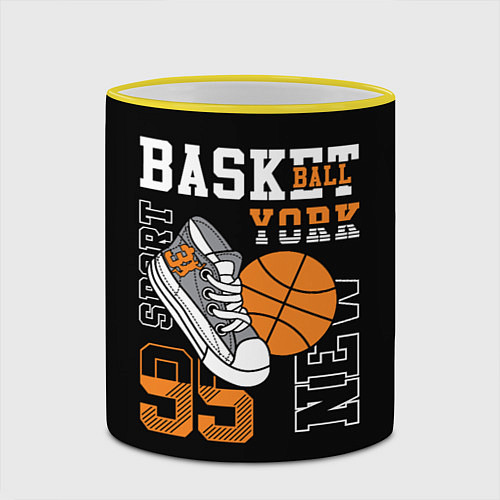 Кружка цветная Basketball New York / 3D-Желтый кант – фото 2