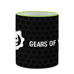 Кружка 3D Gears of War glitch на темном фоне по-горизонтали, цвет: 3D-светло-зеленый кант — фото 2