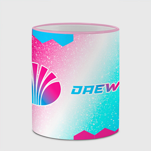 Кружка цветная Daewoo neon gradient style по-горизонтали / 3D-Розовый кант – фото 2