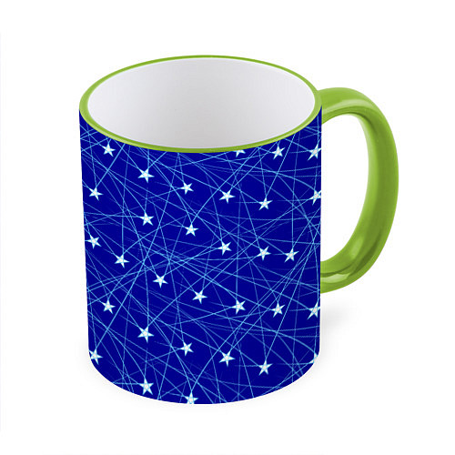 Кружка цветная Звездопад на синем / 3D-Светло-зеленый кант – фото 1