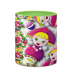 Кружка 3D Неваляшки в кокошниках, цвет: 3D-белый + светло-зеленый — фото 2