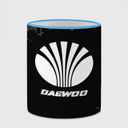 Кружка 3D Daewoo speed на темном фоне со следами шин, цвет: 3D-небесно-голубой кант — фото 2