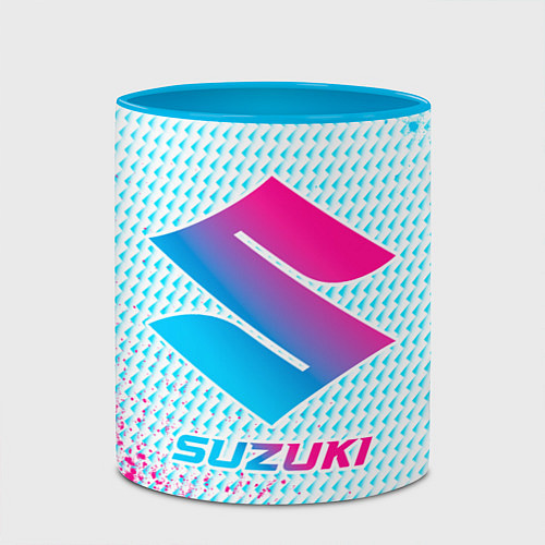 Кружка цветная Suzuki neon gradient style / 3D-Белый + небесно-голубой – фото 2