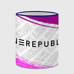 Кружка 3D OneRepublic rock legends по-горизонтали, цвет: 3D-синий кант — фото 2