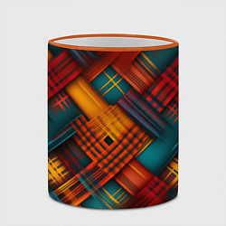 Кружка 3D Разноцветная клетка в шотландском стиле, цвет: 3D-оранжевый кант — фото 2