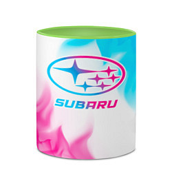 Кружка 3D Subaru neon gradient style, цвет: 3D-белый + светло-зеленый — фото 2