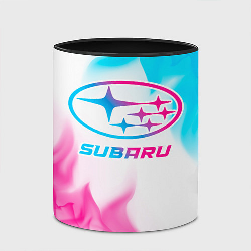 Кружка цветная Subaru neon gradient style / 3D-Белый + черный – фото 2