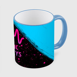 Кружка 3D Arctic Monkeys - neon gradient, цвет: 3D-небесно-голубой кант