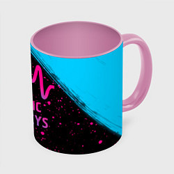 Кружка 3D Arctic Monkeys - neon gradient, цвет: 3D-белый + розовый