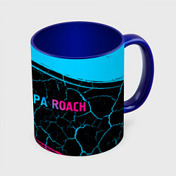 Кружка 3D Papa Roach - neon gradient по-горизонтали, цвет: 3D-белый + синий