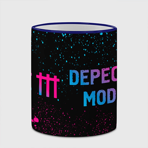 Кружка цветная Depeche Mode - neon gradient по-горизонтали / 3D-Синий кант – фото 2