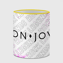 Кружка 3D Bon Jovi rock legends по-горизонтали, цвет: 3D-желтый кант — фото 2