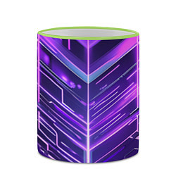 Кружка 3D Фиолетовые неон полосы киберпанк, цвет: 3D-светло-зеленый кант — фото 2