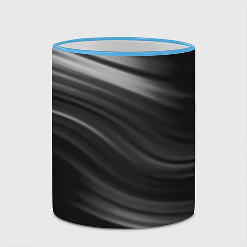 Кружка цветная Черно белый волнистый абстрактный узор / 3D-Небесно-голубой кант – фото 2
