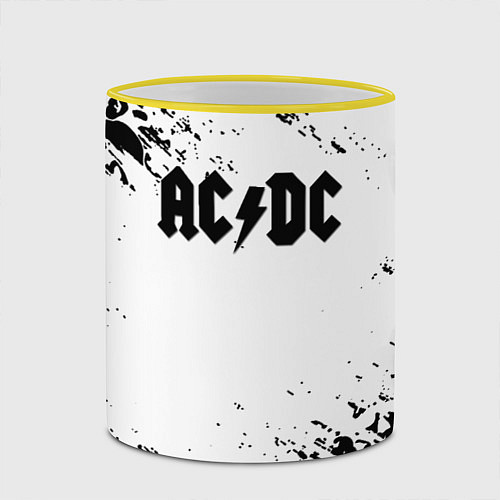 Кружка цветная ACDC rock collection краски черепа / 3D-Желтый кант – фото 2
