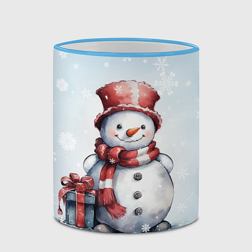Кружка цветная New Years cute snowman / 3D-Небесно-голубой кант – фото 2