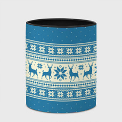 Кружка 3D Sweater with deer on a blue background, цвет: 3D-белый + черный — фото 2