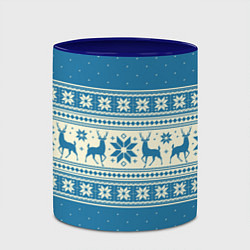 Кружка 3D Sweater with deer on a blue background, цвет: 3D-белый + синий — фото 2