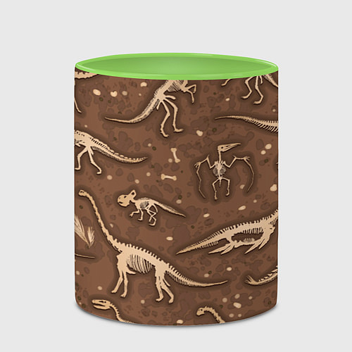 Кружка цветная Dinosaurs bones / 3D-Белый + светло-зеленый – фото 2