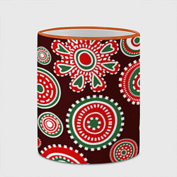 Кружка 3D Новогодний принт красный, цвет: 3D-оранжевый кант — фото 2