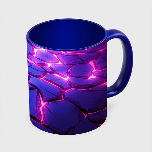Кружка цветная Неоновые фиолетовые камни со свечением / 3D-Белый + синий – фото 1