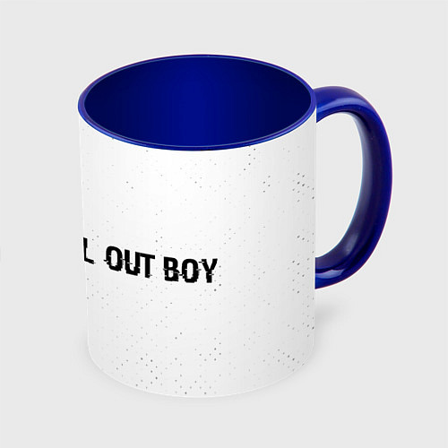 Кружка цветная Fall Out Boy glitch на светлом фоне по-горизонтали / 3D-Белый + синий – фото 1