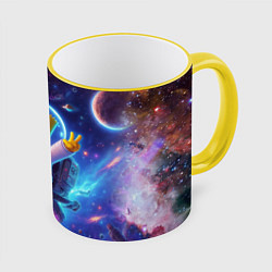 Кружка 3D Барт Симпсон с лазерным пистолетом в космосе, цвет: 3D-желтый кант