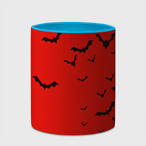 Кружка цветная Летучие мыши на красном фоне / 3D-Белый + небесно-голубой – фото 2