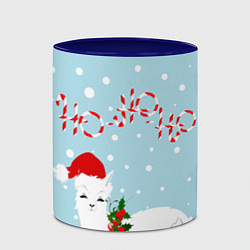 Кружка 3D Лама в роли Санта Клауса, цвет: 3D-белый + синий — фото 2