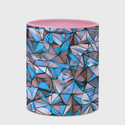 Кружка 3D Маленькие синие треугольники, цвет: 3D-белый + розовый — фото 2