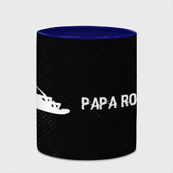 Кружка 3D Papa Roach glitch на темном фоне по-горизонтали, цвет: 3D-белый + синий — фото 2