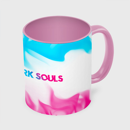 Кружка цветная Dark Souls neon gradient style по-горизонтали / 3D-Белый + розовый – фото 1