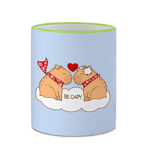 Кружка цветная Капибара и любовь: be capy / 3D-Светло-зеленый кант – фото 2