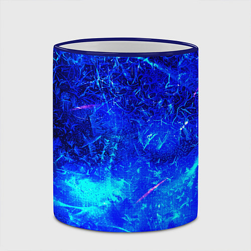 Кружка цветная Синий лёд и снежинки / 3D-Синий кант – фото 2