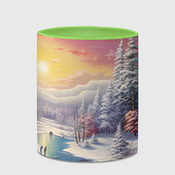 Кружка 3D Сказочное сияние нового года, цвет: 3D-белый + светло-зеленый — фото 2