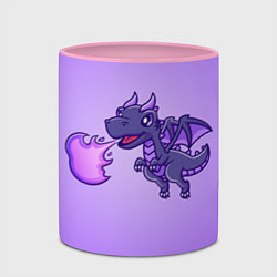 Кружка 3D Милый огнедышащий дракончик, цвет: 3D-белый + розовый — фото 2
