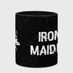 Кружка 3D Iron Maiden glitch на темном фоне по-горизонтали, цвет: 3D-белый + черный — фото 2