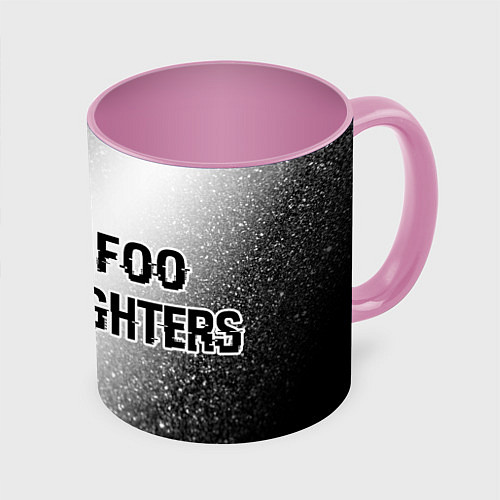 Кружка цветная Foo Fighters glitch на светлом фоне по-горизонтали / 3D-Белый + розовый – фото 1