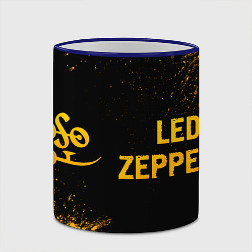 Кружка цветная Led Zeppelin - gold gradient по-горизонтали / 3D-Синий кант – фото 2