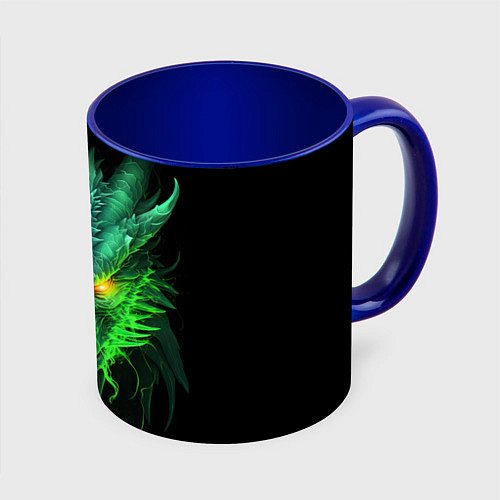 Кружка цветная Светящийся зеленый дракон 2024 / 3D-Белый + синий – фото 1
