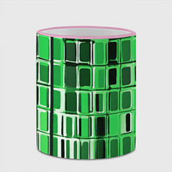 Кружка 3D Зелёные прямоугольники, цвет: 3D-розовый кант — фото 2