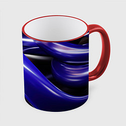 Кружка 3D Blue black abstract, цвет: 3D-красный кант