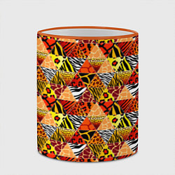 Кружка 3D Лоскутные треугольники, цвет: 3D-оранжевый кант — фото 2