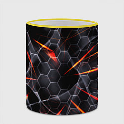 Кружка 3D Черные узоры паттерны, цвет: 3D-желтый кант — фото 2