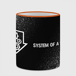 Кружка 3D System of a Down glitch на темном фоне по-горизонт, цвет: 3D-оранжевый кант — фото 2