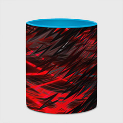 Кружка 3D Черно красные текстуры, цвет: 3D-белый + небесно-голубой — фото 2