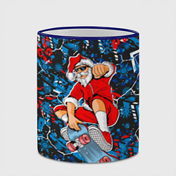 Кружка 3D Санта Клаус на скейтборде, цвет: 3D-синий кант — фото 2