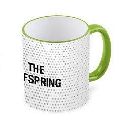 Кружка 3D The Offspring glitch на светлом фоне по-горизонтал, цвет: 3D-светло-зеленый кант