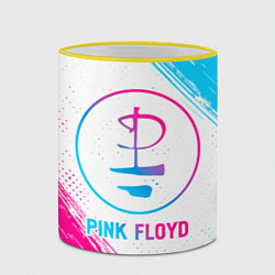 Кружка 3D Pink Floyd neon gradient style, цвет: 3D-желтый кант — фото 2